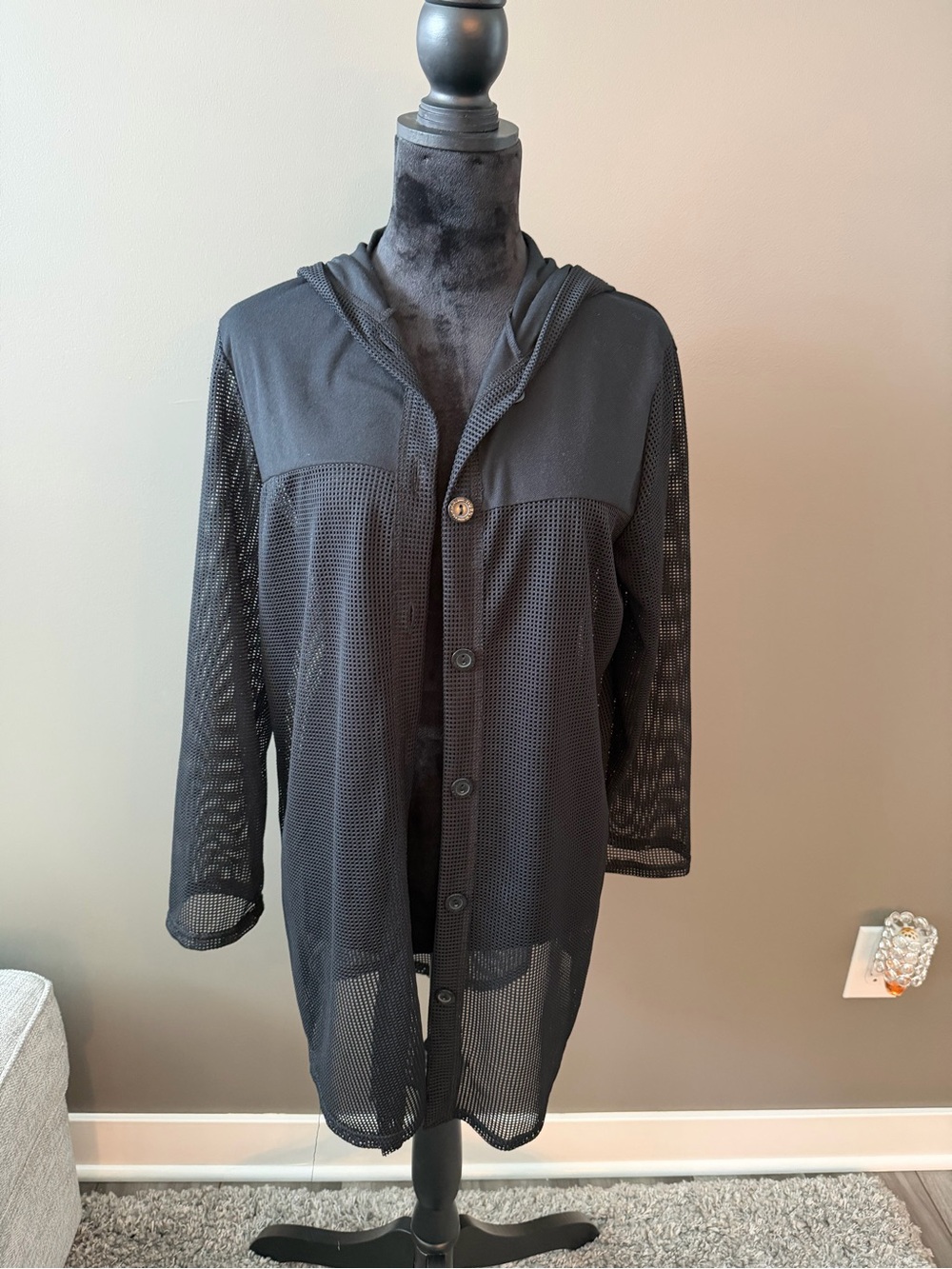 Jordan Taylor Black Mesh Hooded Swim Coverup

#124